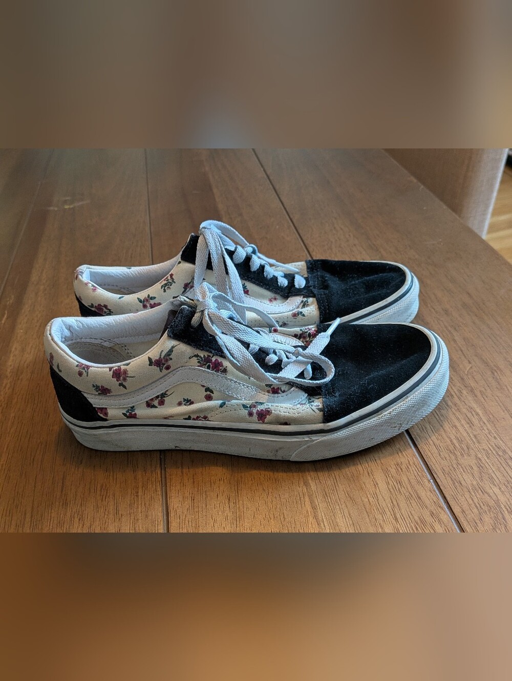 Vans Old Skool Ditsy Floral Black Suede Canvas Low Top Sneakers Size Women's 7.5